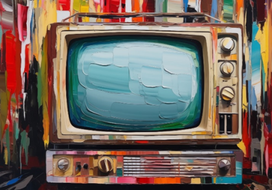Peinture représentant une vieille télévision