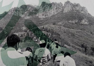 Des gens qui marchent sur une colline