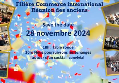 Montage avec photos des étudiants de la filière Commerce international pendant leurs études