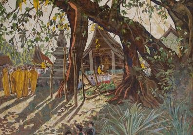 Alix Aymé. Restauration de ses grandes peintures au Musée National de Luang Prabang