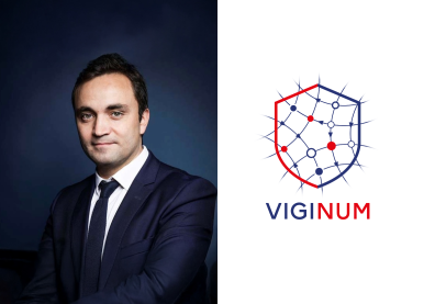 Portrait de Marc-Antoine Brillant et logo Viginum