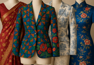 4 mannequins avec des tenues traditionnelles différentes