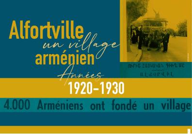 Panneau-titre de l’exposition Alfortville, un village arménien, années 1920-1930, présentée à l’espace culturel « 148 » d’Alfortville du 13 au 19 avril 2026.