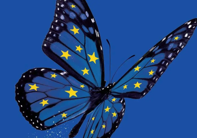 Papillon avec drapeau européen