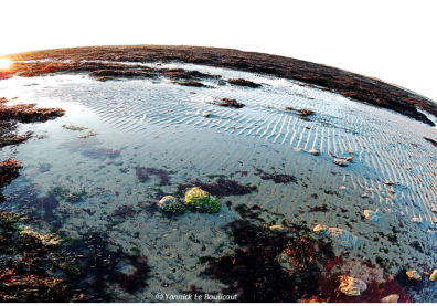 Photographie en objectif fisheye d'un plan d'eau