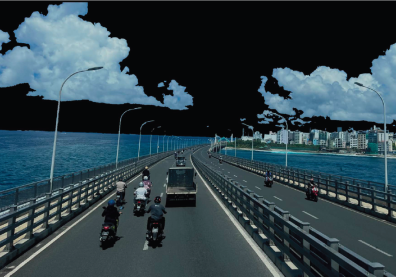 Pont Sinamalé  des Maldives reliant deux îles