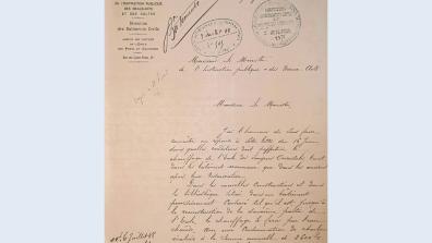 Lettre de Louis Faure Dujarric adressée au ministre de l'Instruction publique et des Beaux-arts, 29 juin 1888