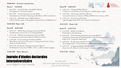 Programme Journée doctorale interuniversitaire sur les langues d’Asie orientale 2025