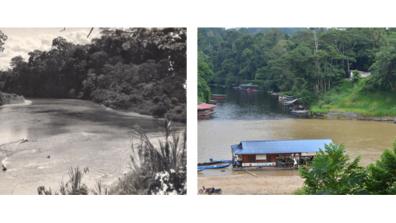 Entrée du parc national en Malaisie (Taman Negara) après-guerre et en 2016.