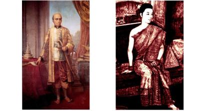 Le roi Rama II (Prince Issara Sunthon) et sa reine Sri Suriyendra (Princesse Bunrot)