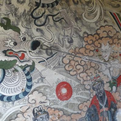 peinture murale dans un temple du roi-dragon
