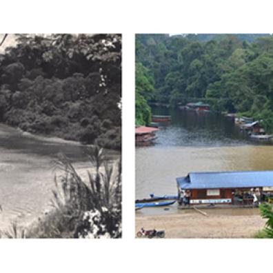 Entrée du parc national en Malaisie (Taman Negara) après-guerre et en 2016.