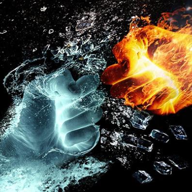 L'eau et le feu en lutte
