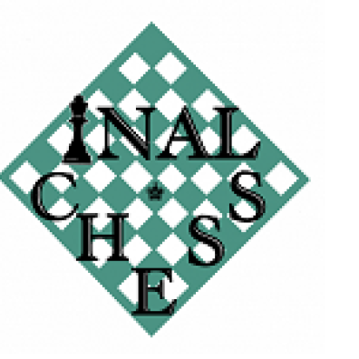 logo association inal'chess lettres noires fond échiquier vert et blanc en losange