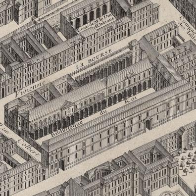 Plan de Paris dessiné par Louis Bretez et gravé par Claude Lucas (détail de la Bibliothèque du roi), 1739