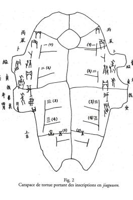 La Forêt des Pinceaux - André Kneib - Fig. 2 Carapace de tortue portant des inscriptions en jiaguwen.