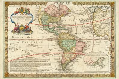 Map of America by Guillaume Danet, Paris, 1766