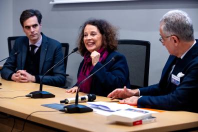S. E. Mme Sylvie Bermann et Philippe Advani, président de la Fondation Inalco