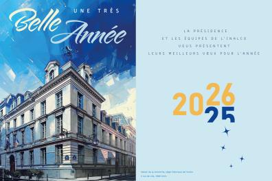 Carte de vœux 2026 avec une illustration de la maison de la recherche en mode dessin