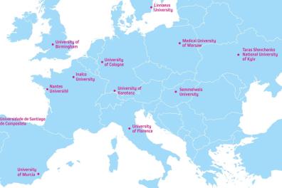 map of EUniWell partner universities