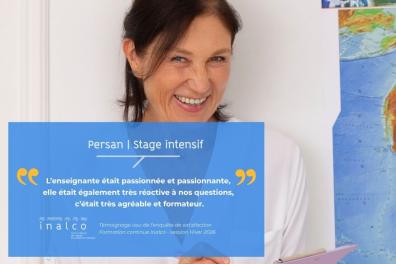 Persan, stage intensif : L’enseignante était passionnée et passionnante,  elle était également très réactive à nos questions,  c’était très agréable et formateur.