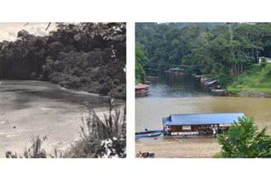 Entrée du parc national en Malaisie (Taman Negara) après-guerre et en 2016.