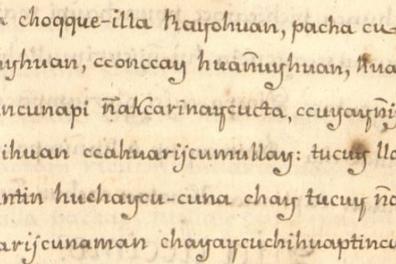 Extrait d'un manuscrit quechuadu début du XIXe siècle