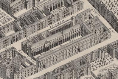 Plan de Paris dessiné par Louis Bretez et gravé par Claude Lucas (détail de la Bibliothèque du roi), 1739