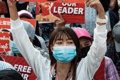 Protest in Myanmar against Military Coup