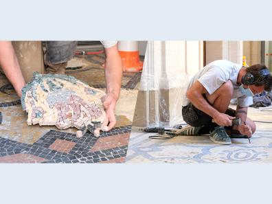 Rénovation des sols en mosaïques de la Maison de la recherche