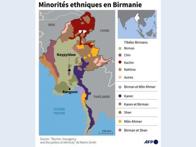 Carte minorités ethniques en Birmanie