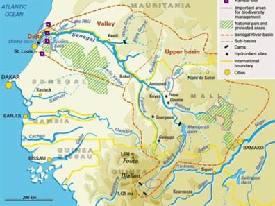 Carte de la vallée du fleuve Sénégal