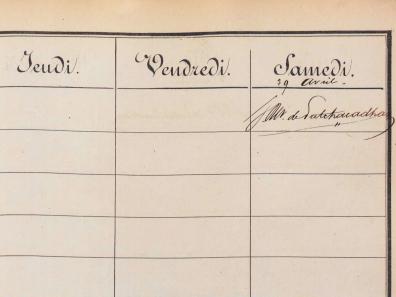 Registre de présence des professeurs, 1869-1875, 62AJ/130, Archives nationales de Pierrefitte.