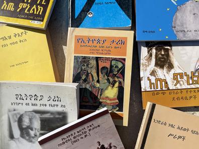 Couvertures de livres en amharique (2021, photo Dewel)