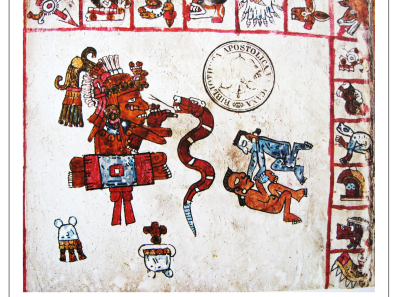 Aztèque - Figure 5 : Exemple du Tonalamatl, en 20 *13, du Codex Vaticanus B, pl. 49.