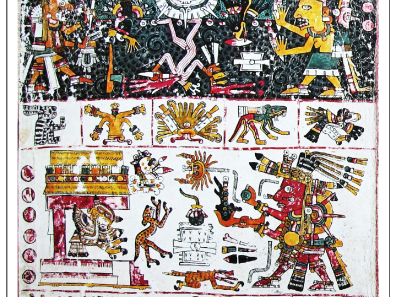 Aztèque - Figure : 12  Codex Borgia, Planche 18     -     5 x (6+1)
