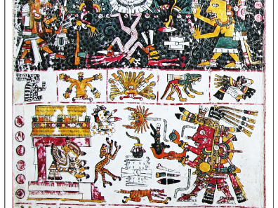 Aztèque - Figure : 12 Codex Borgia, Planche 18 - 5 x (6+1)