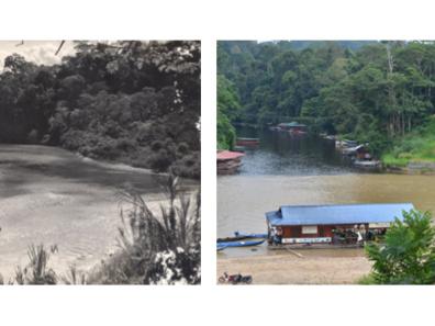 Entrée du parc national en Malaisie (Taman Negara) après-guerre et en 2016.