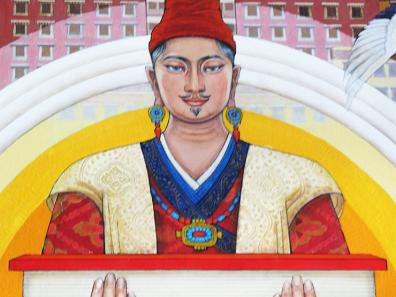 Représentation contemporaine de Thonmi Sambhotha (7e s.), auquel les Tibétains attribuent leur système d’écriture. Centre de tibétologie, Pékin (Photo : Françoise Robin)