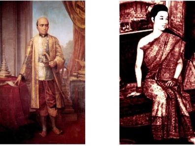 Le roi Rama II (Prince Issara Sunthon) et sa reine Sri Suriyendra (Princesse Bunrot)