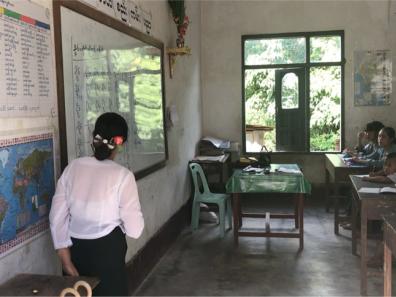 Enseignement de Shan (Tai Long) dans une école à proximité de Kentung. 