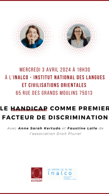 Affiche d'une conférence avec deux portraits et un texte