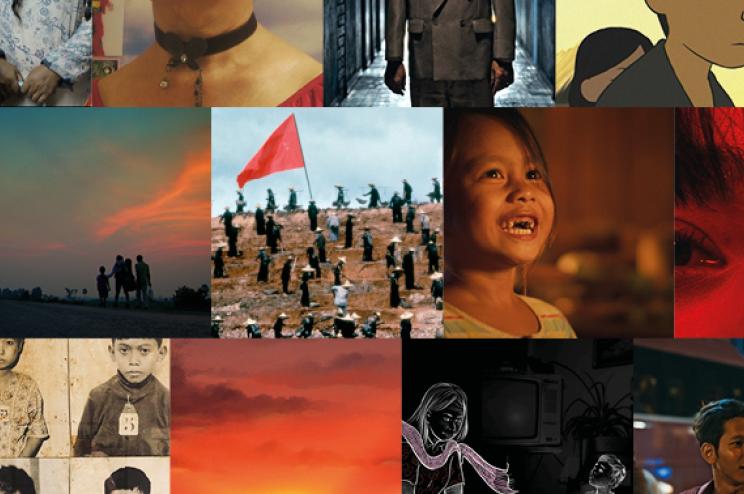 Montage avec des images en lien avec le génocide khmer