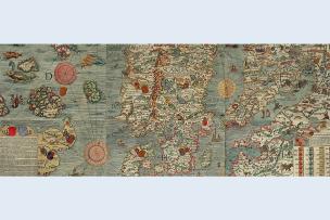 Carta Marina (carte marine), une grande carte de la Scandinavie, Olaus Magnus, 1539