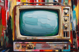 Peinture représentant une vieille télévision