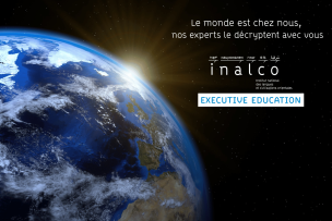 Vue de la planète Terre et logo Executive Education