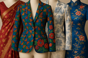 4 mannequins avec des tenues traditionnelles différentes