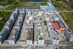 Aerial view of a scam compound in Sihanoukville, Cambodia.