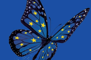 Papillon avec drapeau européen