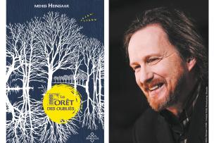 Couverture de l'ouvrage "La forêt des oubliés" et portrait de Mehis Heinsaar